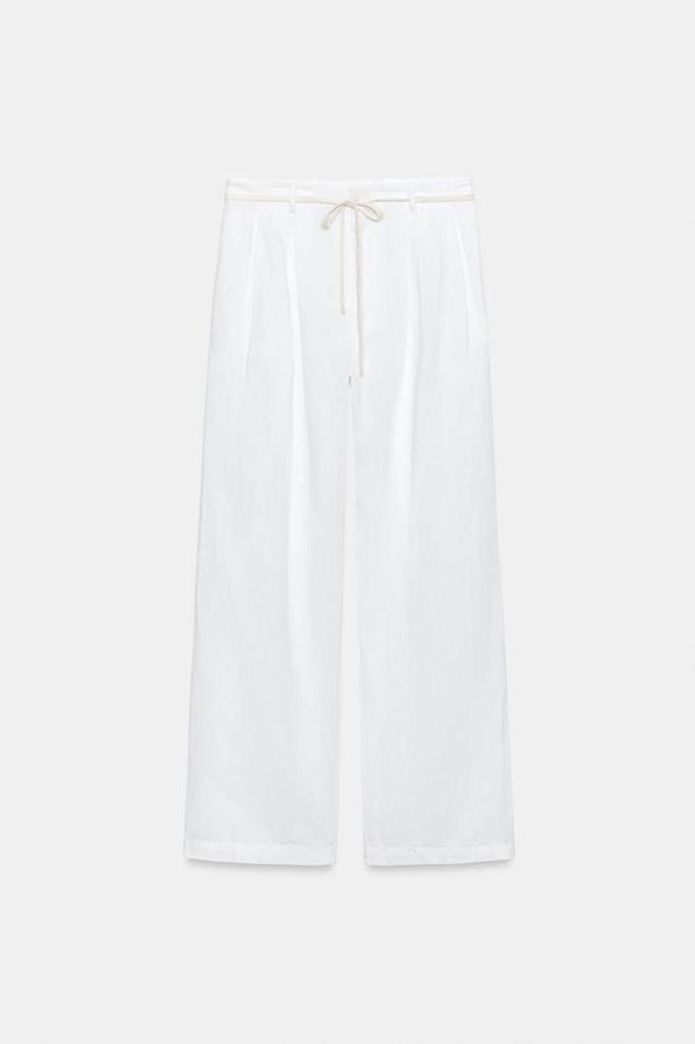 ZARA БРЮКИ ИЗ СМЕСОВОГО ЛЬНА — ZW COLLECTION, БЕЛЫЙ
