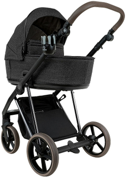 Детская коляска Roan Sol Vintage Luxury 2.0 3 в 1 с автокреслом Tutis Elo Lux EduSky Black PIX/55/D Pixel/Dark/Nickel/руч.Cappuccino