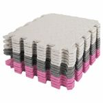 Коврик-пазл напольный 1,2х1,2 м, 16 шт., 30х30 см, толщина 1 см, серый, розовый, светло-серый, ЮНЛАНДИЯ, 664815