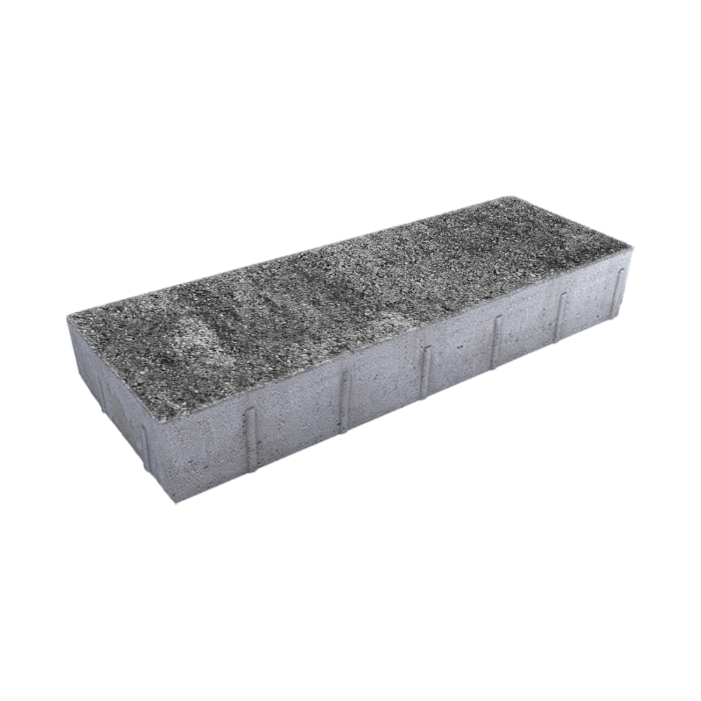 Тротуарная плитка ПРЯМОУГОЛЬНИК 600х200 мм - Листопад гранит Антрацит