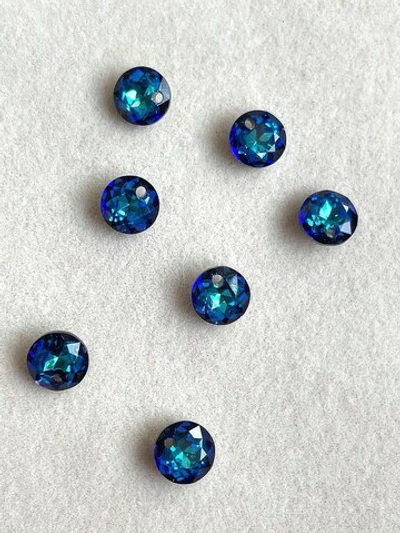 6430-8 bbl Кристалл-подвеска "Круг" 8мм bermuda blue сине-зеленый