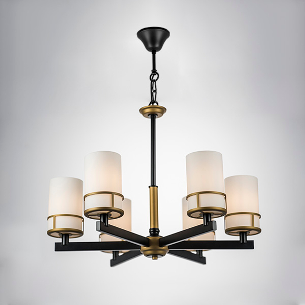 731067 Люстра CERO 6х40W E14 ЧЕРНЫЙ/ЗОЛОТО/БЕЛЫЙ