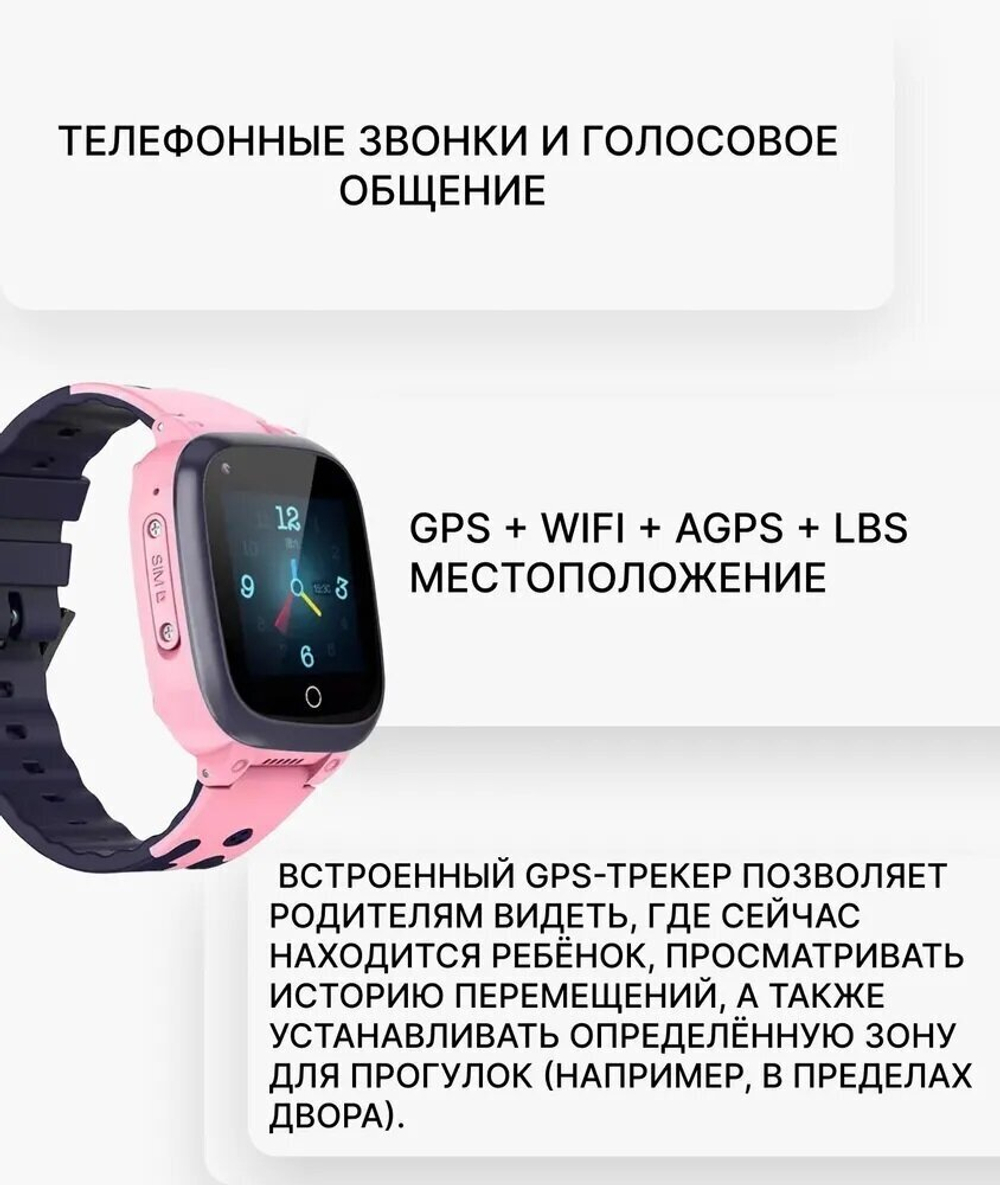 Детские умные часы Smart Baby Watch LT-25 4G Wi-Fi, розовый