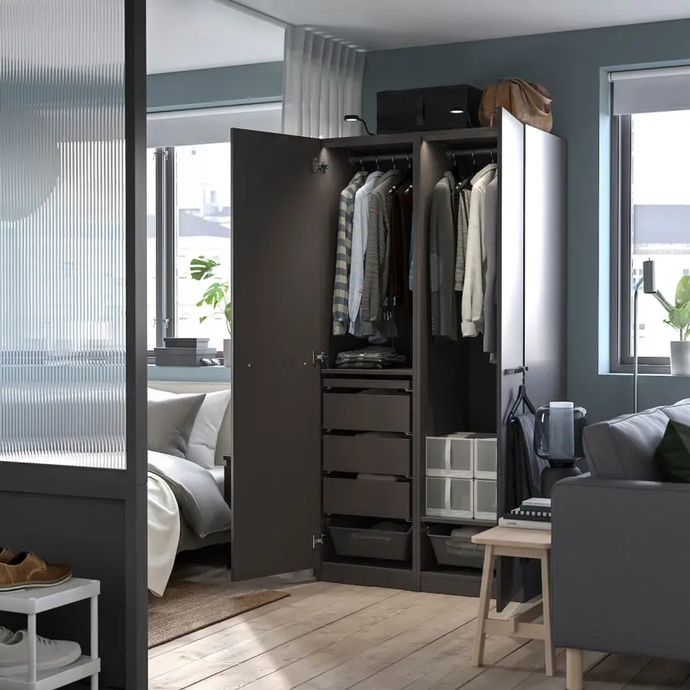Гардероб - IKEA PAX/FORSAND/ПАКС/ФОРСАНД ИКЕА, 100x60x201 см, темно-серый