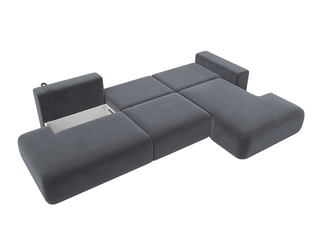 Диван угловой Лига-036 НПБ Модерн Лонг правый угол ВЕЛЮР Серый