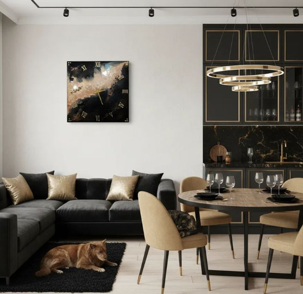 Настенные часы-картина из эпоксидной смолы ручная работа