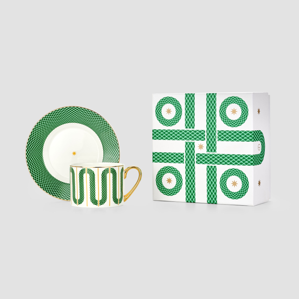 Чайная пара Farforite «Сплетено» 250 мл в подарочной коробке