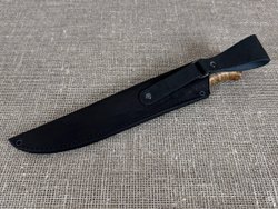 Финский нож Леуку, Дамасская сталь, рукоять карельская берёза