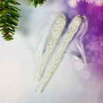 Подвеска «Снежные сосульки» 10/12 см (набор 2 шт), белый блеск