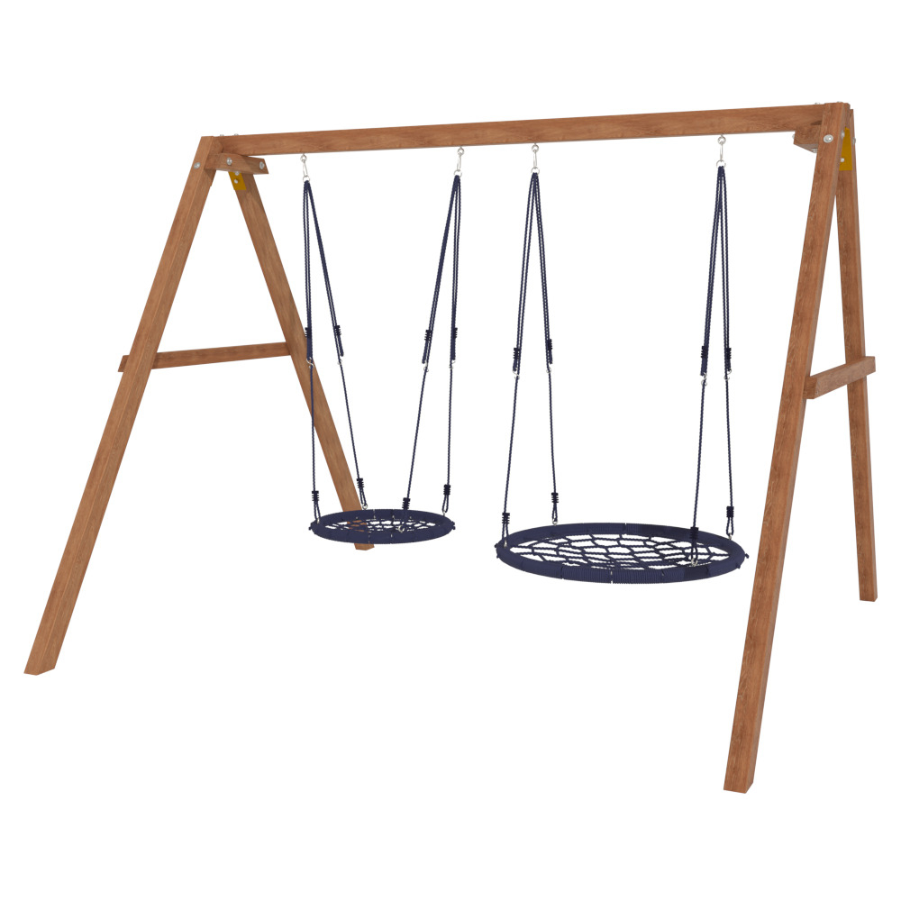 Деревянные качели с качелями гнездо 60 см и качелями гнездо 100 см