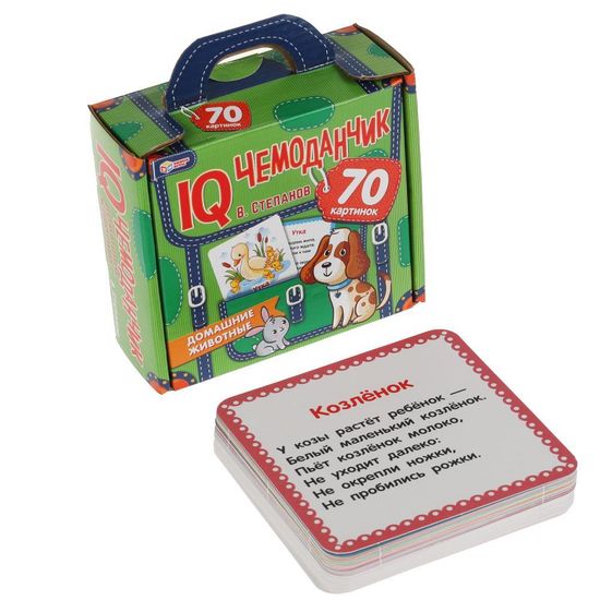 IQ чемоданчик. Домашние животные. 35 карточек в чемоданчике. Умные игры