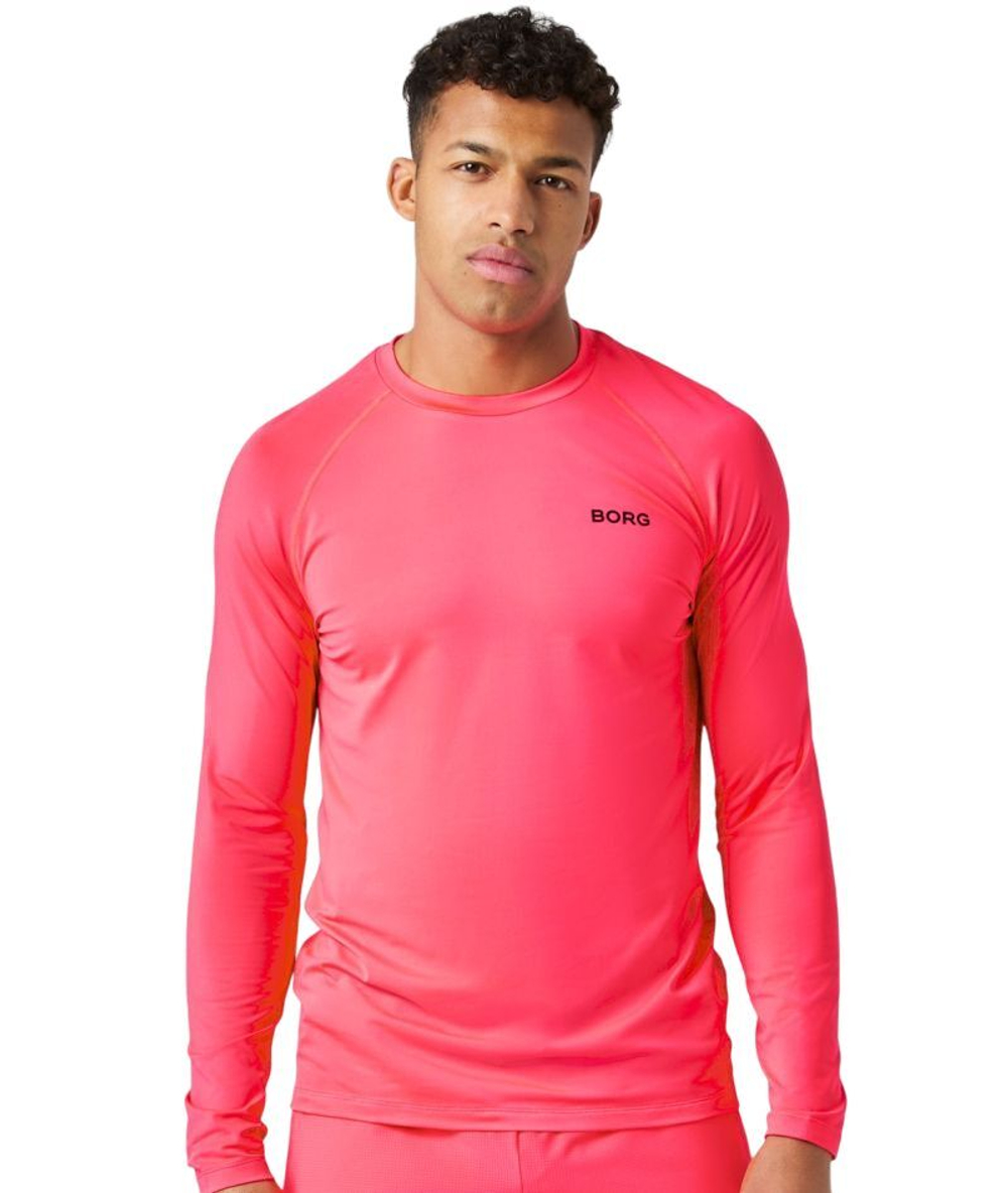 Мужская теннисная футболка с длинным рукавом Björn Borg Performance Long Sleeve Brushed - diva pink