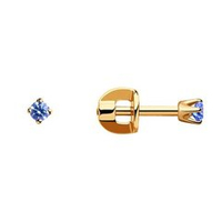 Серьги пусеты из золота с голубыми фианитами Au 585 (021945)