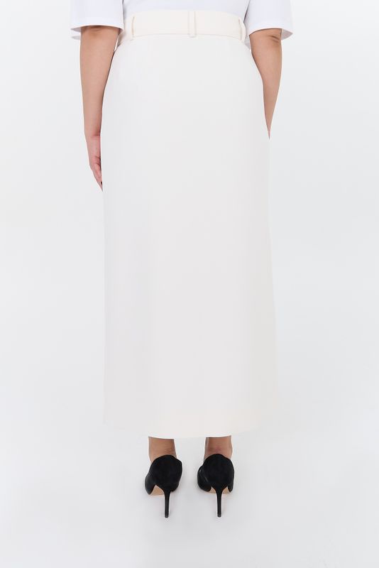 Юбка макси с разрезом, молочный