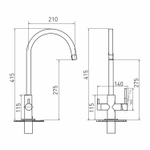 Смеситель для кухни 35k MIXLINE MLSS-0326BL трубчатый излив, подкл.к фильтру, п/гайку ЧЕРНЫЙ ГРАФИТ