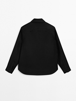 Massimo Dutti Рубашка из струящегося 100% льна, черный