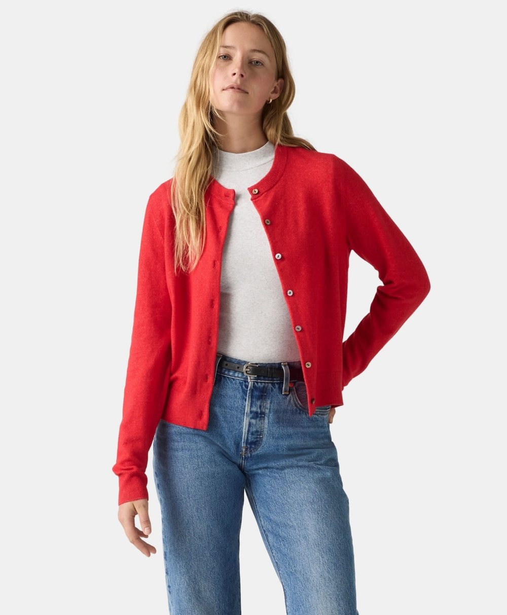 Кардиган женский LEVI'S TARA CREWNECK CARDI TRUE RED TRIBLEND