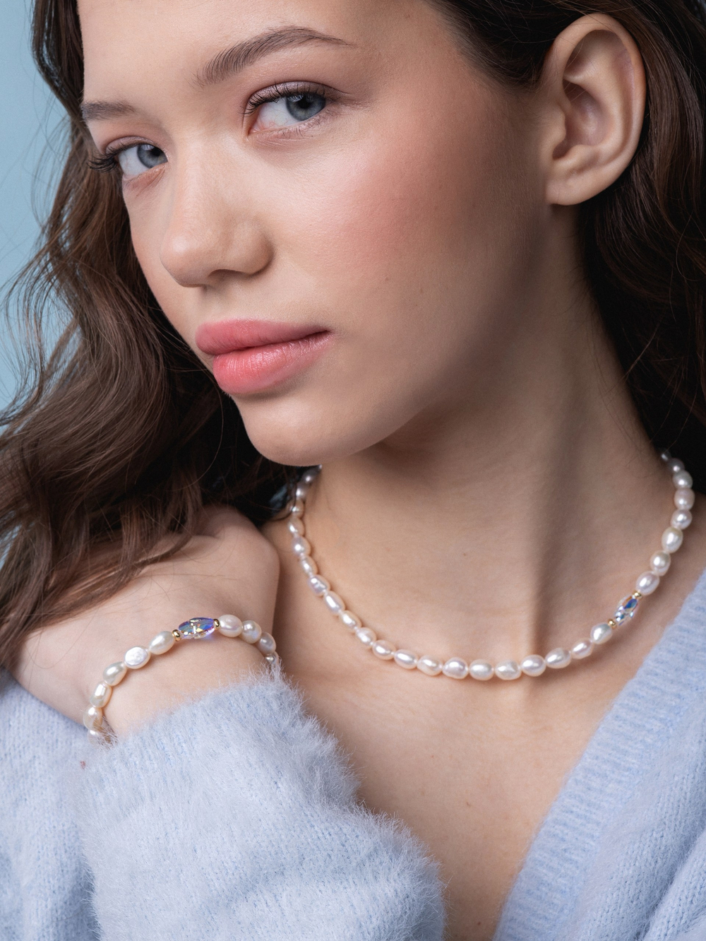 Ожерелье Скарабей Сваровски из жемчуга