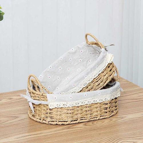 Плетёные корзины с текстилем