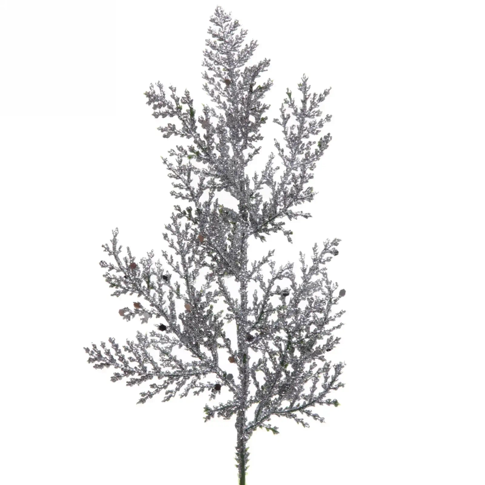 Ветка декоративная «Блеск» 25 см, Серебро