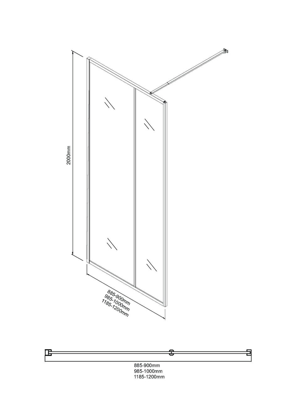 Душевая перегородка Niagara Nova NG-481-90FBLACK (90х200) черный матовый,стекло рифленое/тонированное,1 место