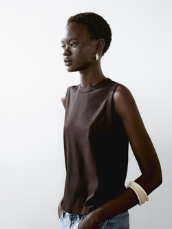 Massimo Dutti Футболка из 100% хлопка без рукавов, жженый