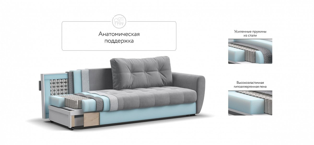 Диван Престон SE велюр Monolit сталь