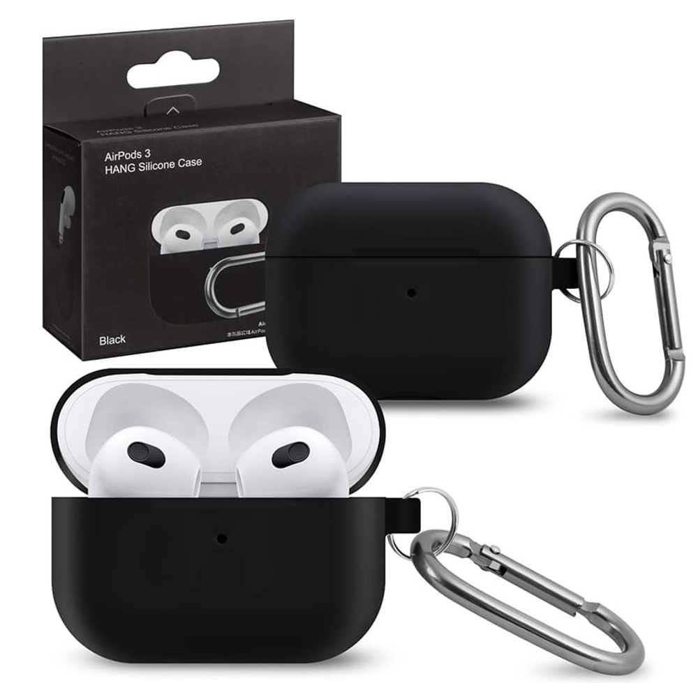 Чехол для APods 3 Hang Silicone (Black) с карабином