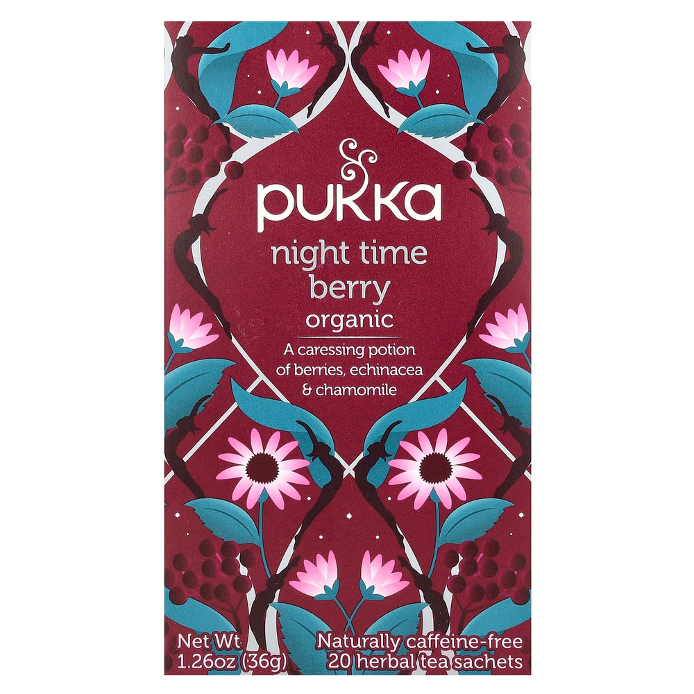 Pukka Herbs, Herbal Tea, органические ночные ягоды, без кофеина, 20 пакетиков, 36 г (1,26 унции)