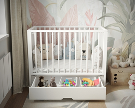 Детская кроватка Incanto Hollie (белая) универсальный маятник, колеса, ящик, автостенка