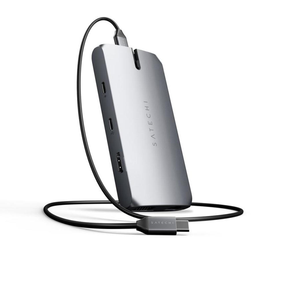 USB-Хаб Satechi On-the-Go (USB-C) (ST-UCMBA) Подключение: съёмный кабель USB-C. Порты: USB-C (PD 100 Вт), USB-C, 2 USB-A 3.2 Gen 1, microSD, SD, HDMI (до 4K 60 Гц), Gigabit Ethernet, VGA