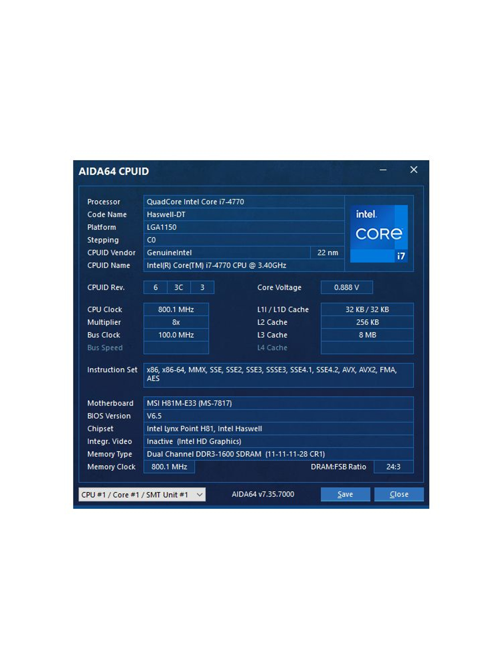 Intel Процессор Core i7-4770 OEM (без кулера)