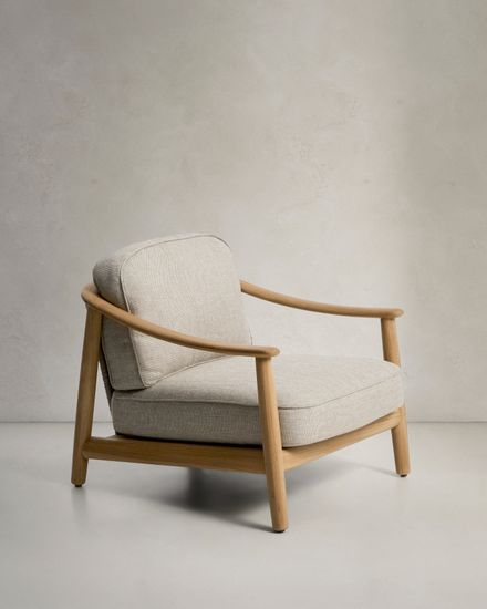 Уличное кресло Elunda из тикового дерева и бежевой веревки