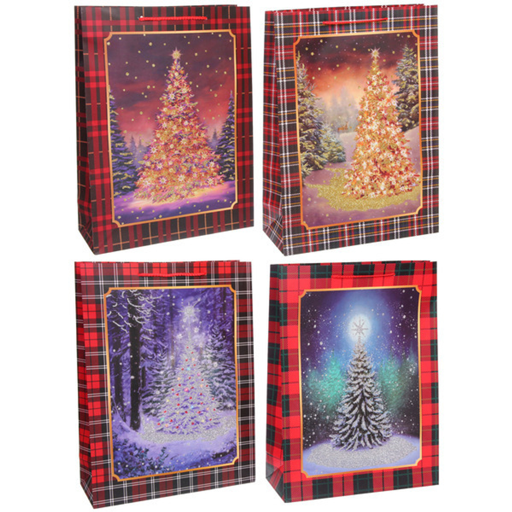 Пакет подарочный «Искристая ёлочка» 31*42*12 см, микс