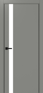 Межкомнатная дверь Optima Porte НЕАПОЛЬ 211 Белое стекло, Алюминиевая кромка SB (матовый чёрный) с 2-х сторон