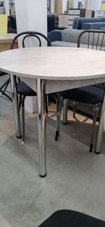 Стол Круг ЛДСП нераздвижной (подстолье прямое дуб крафт белый)