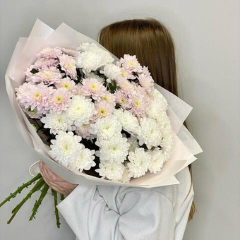 «Йогуртовый крем» букет из хризантем