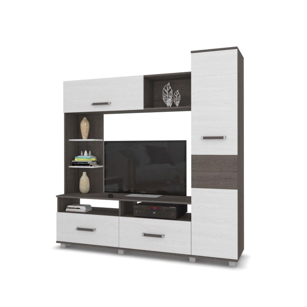 Гостиная "Виора" № 1 (ясень анкор темный\ясень анкор светлый), ЛДСП, MODERN