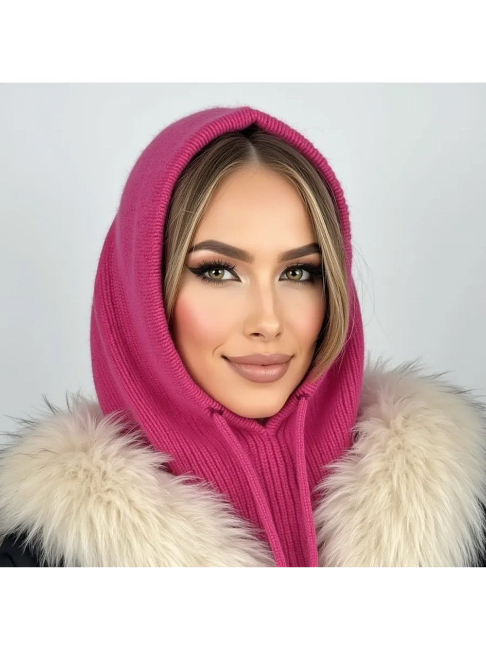 капор зимний и осенний капюшон- снуд вязаный ангора