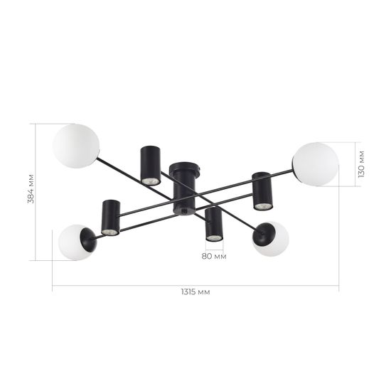 SLE1105-402-08 Светильник потолочный Черный/Белый GU10+E27 4+4*5+60W RAITO