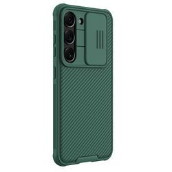 Чехол зеленого цвета от Nillkin для смартфона Samsung Galaxy S23, серия CamShield Pro Case (сдвижная шторка для камеры)
