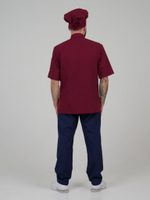 Бордовая мужская рубашка-китель "Мир" для повара и кондитера NVDesign