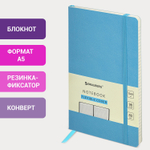 Блокнот А5 (130х210 мм) BRAUBERG ULTRA под кожу 80 г/м2 96 л. клетка светло-синий (2 штуки в упаковке)