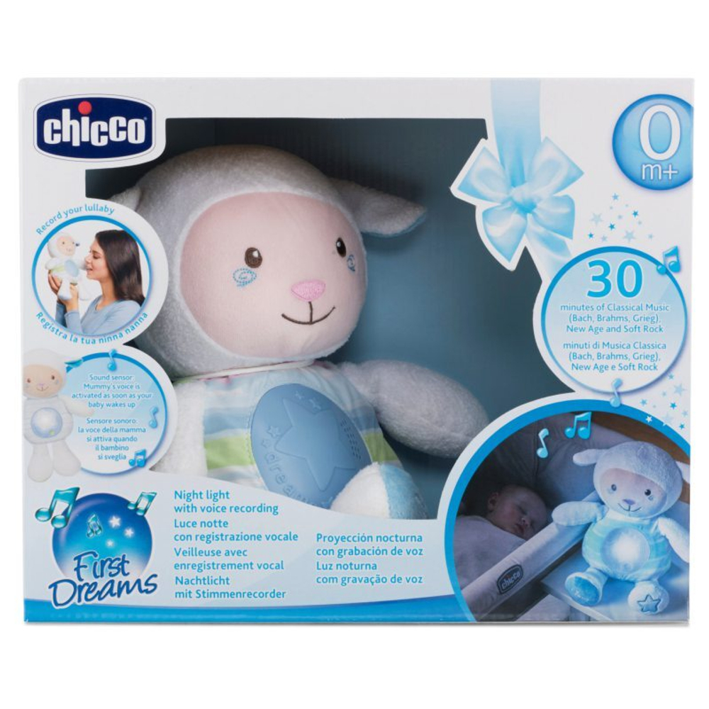 Chicco First Dreams - Прикроватная лампа Sheep с возможностью записи голоса Синий 90902