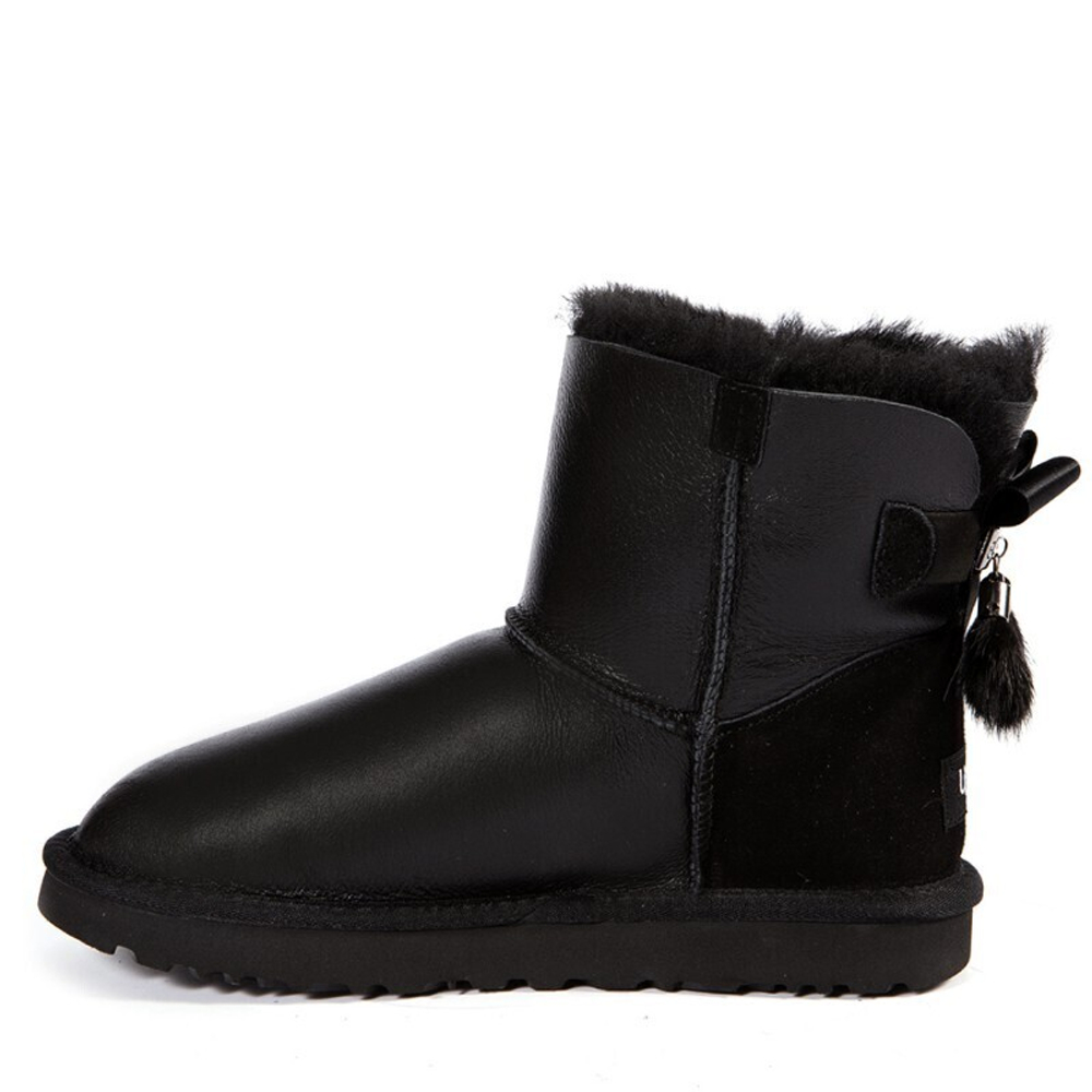 Угги Mini Bailey Bow Fur Brush Metallic Boot Black