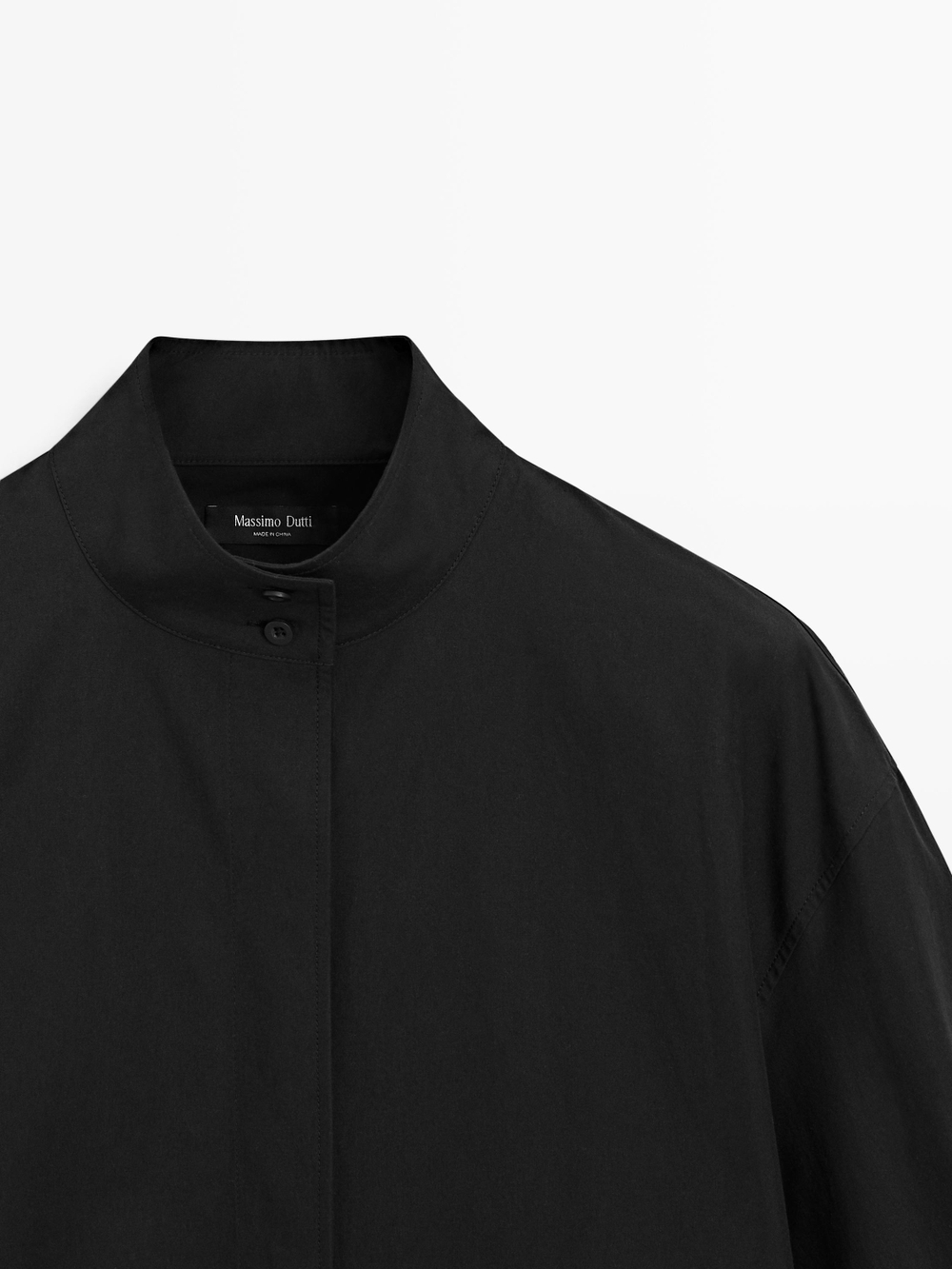 Massimo Dutti Рубашка с высоким воротником и ремешком, черный
