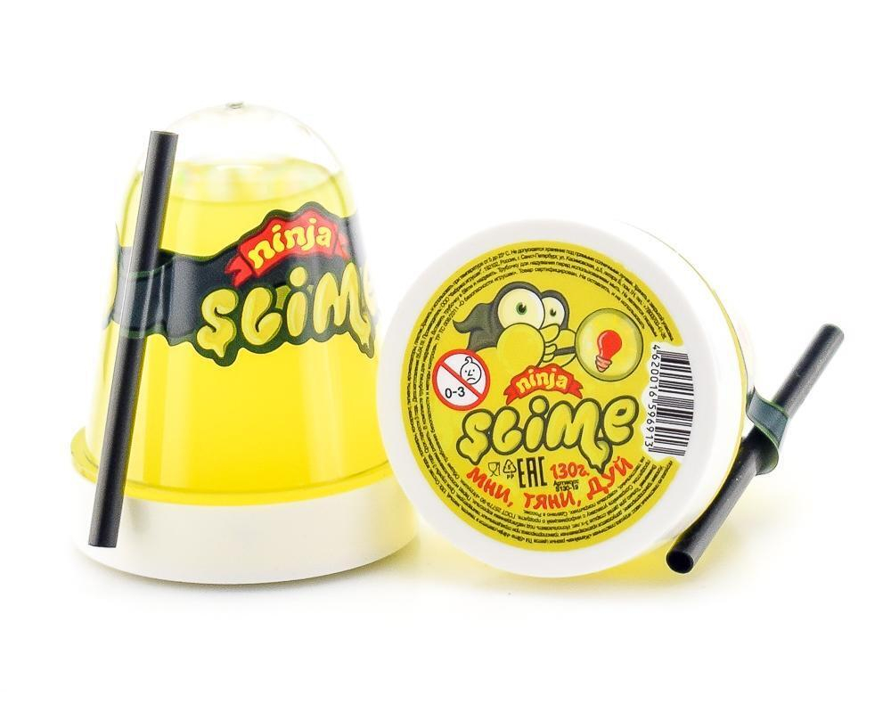 Лизун "Slime "Ninja" светится в темноте, желтый, 130 г.