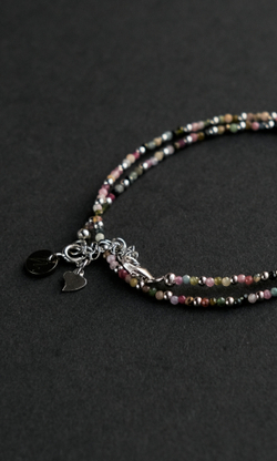 Чокер "Memo about Health" из турмалина с серебряными бусинами с удлинителем 33-38 см