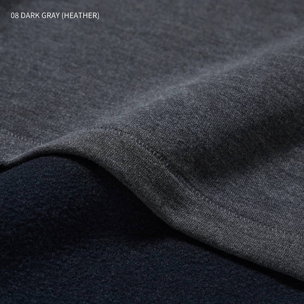 UNIQLO УТЕПЛЕННЫЙ ТОП HEATTECH ULTRA WARM С КРУГЛЫМ ВЫРЕЗОМ И ДЛИННЫМИ РУКАВАМИ, ТЕМНО-СЕРЫЙ