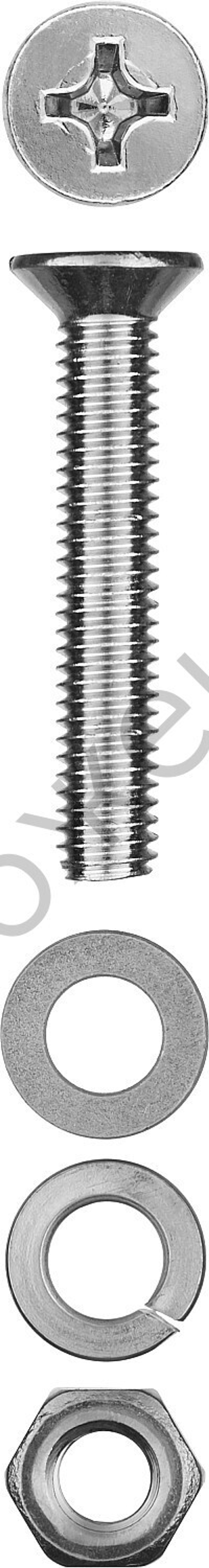 ЗУБР DIN 965 M6 x 40 мм, винт с гайкой и шайбами, 8 шт (303456-06-040)